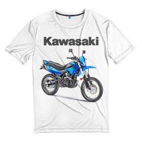 Мужская футболка 3D с принтом Kawasaky Stels 250 в Новосибирске, 100% полиэфир | прямой крой, круглый вырез горловины, длина до линии бедер | Тематика изображения на принте: kawasaky