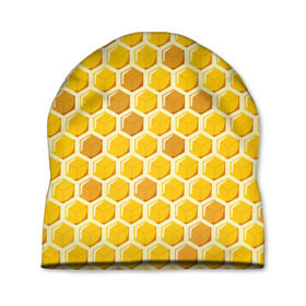 Шапка 3D с принтом Медовые соты в Новосибирске, 100% полиэстер | универсальный размер, печать по всей поверхности изделия | арт | еда | мед | пчелы | соты
