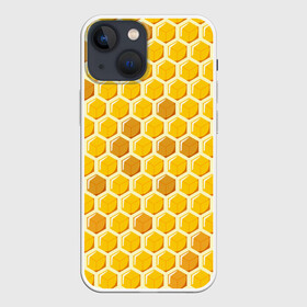 Чехол для iPhone 13 mini с принтом Медовые соты в Новосибирске,  |  | арт | еда | мед | пчелы | соты