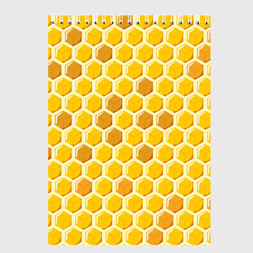 Скетчбук с принтом Медовые соты в Новосибирске, 100% бумага
 | 48 листов, плотность листов — 100 г/м2, плотность картонной обложки — 250 г/м2. Листы скреплены сверху удобной пружинной спиралью | арт | еда | мед | пчелы | соты