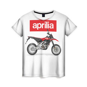 Женская футболка 3D с принтом Aprilia SXV550 в Новосибирске, 100% полиэфир ( синтетическое хлопкоподобное полотно) | прямой крой, круглый вырез горловины, длина до линии бедер | aprilia