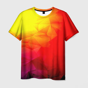 Мужская футболка 3D с принтом Too-Dye в Новосибирске, 100% полиэфир | прямой крой, круглый вырез горловины, длина до линии бедер | красный | полигоны | яркий