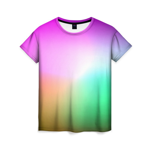 Женская футболка 3D с принтом Сочетание красок в Новосибирске, 100% полиэфир ( синтетическое хлопкоподобное полотно) | прямой крой, круглый вырез горловины, длина до линии бедер | градиент | пятна | разноцветные