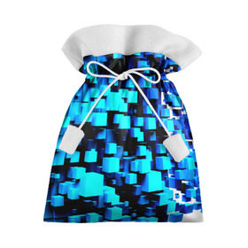 Подарочный 3D мешок с принтом Кубическая текстура в Новосибирске, 100% полиэстер | Размер: 29*39 см | кубы | объем | синий
