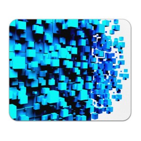 Коврик прямоугольный с принтом Кубическая текстура в Новосибирске, натуральный каучук | размер 230 х 185 мм; запечатка лицевой стороны | кубы | объем | синий