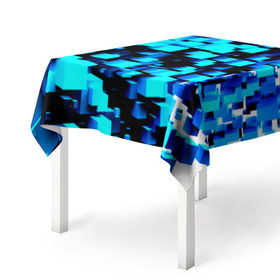 Скатерть 3D с принтом Кубическая текстура в Новосибирске, 100% полиэстер (ткань не мнется и не растягивается) | Размер: 150*150 см | кубы | объем | синий