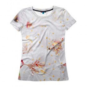 Женская футболка 3D с принтом Белая нежность в Новосибирске, 100% полиэфир ( синтетическое хлопкоподобное полотно) | прямой крой, круглый вырез горловины, длина до линии бедер | белый | лепестки | прикольные картинки | цветочки | цветы