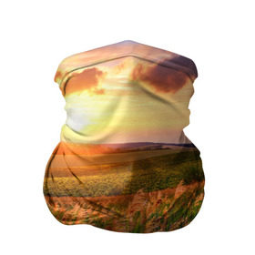 Бандана-труба 3D с принтом Родные просторы в Новосибирске, 100% полиэстер, ткань с особыми свойствами — Activecool | плотность 150‒180 г/м2; хорошо тянется, но сохраняет форму | sunrise | sunset | восход | деревня | закат | луг | небо | облака | поле | природа | солнце | цветы