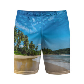 Мужские шорты 3D спортивные с принтом Шикарный пляж в Новосибирске,  |  | вода | голубое небо | жара | загар | зной | каникулы | купание | море | океан | отдых | отпуск | пальмы | песок | приключение | путешествие | туризм