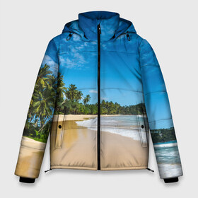 Мужская зимняя куртка 3D с принтом Шикарный пляж в Новосибирске, верх — 100% полиэстер; подкладка — 100% полиэстер; утеплитель — 100% полиэстер | длина ниже бедра, свободный силуэт Оверсайз. Есть воротник-стойка, отстегивающийся капюшон и ветрозащитная планка. 

Боковые карманы с листочкой на кнопках и внутренний карман на молнии. | вода | голубое небо | жара | загар | зной | каникулы | купание | море | океан | отдых | отпуск | пальмы | песок | приключение | путешествие | туризм