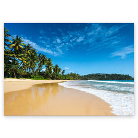 Поздравительная открытка с принтом Шикарный пляж в Новосибирске, 100% бумага | плотность бумаги 280 г/м2, матовая, на обратной стороне линовка и место для марки
 | вода | голубое небо | жара | загар | зной | каникулы | купание | море | океан | отдых | отпуск | пальмы | песок | приключение | путешествие | туризм