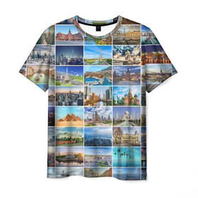 Мужская футболка 3D с принтом Достопримечательности планеты в Новосибирске, 100% полиэфир | прямой крой, круглый вырез горловины, длина до линии бедер | Тематика изображения на принте: азия | берлин | вегас | венеция | воспоминания | города | достопримечательности | европа | египет | калифорния | каникулы | лондон | милан | москва | ностальгия | нью йорк | отдых | отпуск | память