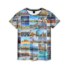 Женская футболка 3D с принтом Достопримечательности планеты в Новосибирске, 100% полиэфир ( синтетическое хлопкоподобное полотно) | прямой крой, круглый вырез горловины, длина до линии бедер | азия | берлин | вегас | венеция | воспоминания | города | достопримечательности | европа | египет | калифорния | каникулы | лондон | милан | москва | ностальгия | нью йорк | отдых | отпуск | память
