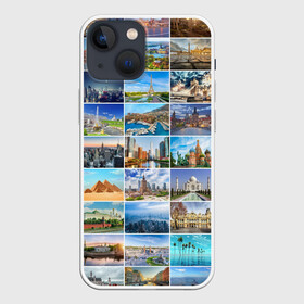 Чехол для iPhone 13 mini с принтом Достопримечательности планеты в Новосибирске,  |  | Тематика изображения на принте: азия | берлин | вегас | венеция | воспоминания | города | достопримечательности | европа | египет | калифорния | каникулы | лондон | милан | москва | ностальгия | нью йорк | отдых | отпуск | память
