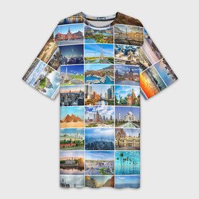 Платье-футболка 3D с принтом Достопримечательности планеты в Новосибирске,  |  | Тематика изображения на принте: азия | берлин | вегас | венеция | воспоминания | города | достопримечательности | европа | египет | калифорния | каникулы | лондон | милан | москва | ностальгия | нью йорк | отдых | отпуск | память