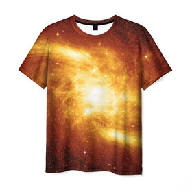 Мужская футболка 3D с принтом Огненная галактика в Новосибирске, 100% полиэфир | прямой крой, круглый вырез горловины, длина до линии бедер | Тематика изображения на принте: вселенная | галактика | звёзды | земля | комета | космос | метеориты | метеоры | млечный путь | орбита | планеты | солнечная система | солнце