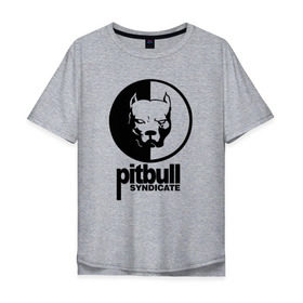 Мужская футболка хлопок Oversize с принтом Питбуль в Новосибирске, 100% хлопок | свободный крой, круглый ворот, “спинка” длиннее передней части | питбуль | собака