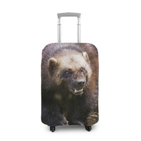 Чехол для чемодана 3D с принтом Росомаха в Новосибирске, 86% полиэфир, 14% спандекс | двустороннее нанесение принта, прорези для ручек и колес | животные | лес | медведи | охота | природа | туризм