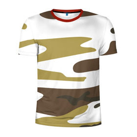 Мужская футболка 3D спортивная с принтом Зимний камуфляж в Новосибирске, 100% полиэстер с улучшенными характеристиками | приталенный силуэт, круглая горловина, широкие плечи, сужается к линии бедра | camo | camouflage | камо | камуфляж