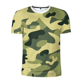Мужская футболка 3D спортивная с принтом Зелёный камуфляж в Новосибирске, 100% полиэстер с улучшенными характеристиками | приталенный силуэт, круглая горловина, широкие плечи, сужается к линии бедра | camouflage | green camouflage | зеленый камуфляж | камуфляж