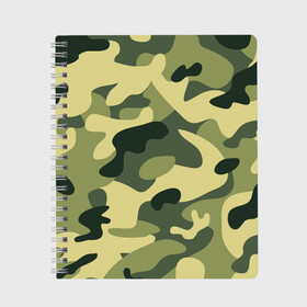 Тетрадь с принтом Зелёный камуфляж в Новосибирске, 100% бумага | 48 листов, плотность листов — 60 г/м2, плотность картонной обложки — 250 г/м2. Листы скреплены сбоку удобной пружинной спиралью. Уголки страниц и обложки скругленные. Цвет линий — светло-серый
 | camouflage | green camouflage | зеленый камуфляж | камуфляж