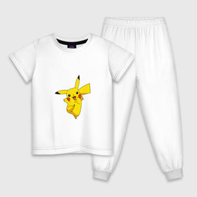 Детская пижама хлопок с принтом Pikachu Smile в Новосибирске, 100% хлопок |  брюки и футболка прямого кроя, без карманов, на брюках мягкая резинка на поясе и по низу штанин
 | Тематика изображения на принте: пикачу | покемон