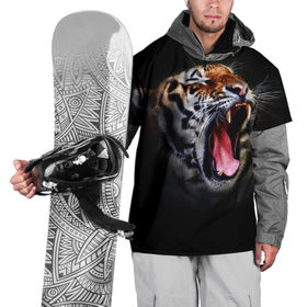 Накидка на куртку 3D с принтом Оскал тигра в Новосибирске, 100% полиэстер |  | дикая кошка | пасть | тигр | хищник
