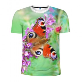 Мужская футболка 3D спортивная с принтом Прелесть в Новосибирске, 100% полиэстер с улучшенными характеристиками | приталенный силуэт, круглая горловина, широкие плечи, сужается к линии бедра | бабочка | лепестки | прикольные картинки | природа | цветочки | цветы