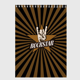 Скетчбук с принтом Rockstar в Новосибирске, 100% бумага
 | 48 листов, плотность листов — 100 г/м2, плотность картонной обложки — 250 г/м2. Листы скреплены сверху удобной пружинной спиралью | hard | metal | music | rock | металл | музыка | рок | рок звезда