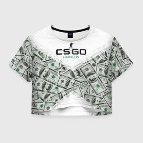Женская футболка 3D укороченная с принтом cs:go - Franclin $tyle в Новосибирске, 100% полиэстер | круглая горловина, длина футболки до линии талии, рукава с отворотами | 