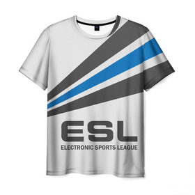 Мужская футболка 3D с принтом ESL в Новосибирске, 100% полиэфир | прямой крой, круглый вырез горловины, длина до линии бедер | cs go | cyber | dota 2 | progamer | sport | киберспорт