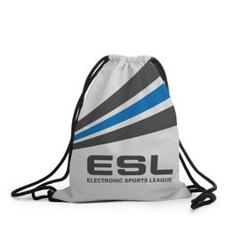 Рюкзак-мешок 3D с принтом ESL в Новосибирске, 100% полиэстер | плотность ткани — 200 г/м2, размер — 35 х 45 см; лямки — толстые шнурки, застежка на шнуровке, без карманов и подкладки | cs go | cyber | dota 2 | progamer | sport | киберспорт