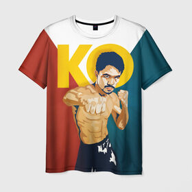Мужская футболка 3D с принтом KO в Новосибирске, 100% полиэфир | прямой крой, круглый вырез горловины, длина до линии бедер | мэнни пакьяо