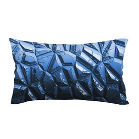 Подушка 3D антистресс с принтом Каменная кладка синяя в Новосибирске, наволочка — 100% полиэстер, наполнитель — вспененный полистирол | состоит из подушки и наволочки на молнии | камень | синий | текстура