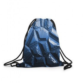 Рюкзак-мешок 3D с принтом Каменная кладка синяя в Новосибирске, 100% полиэстер | плотность ткани — 200 г/м2, размер — 35 х 45 см; лямки — толстые шнурки, застежка на шнуровке, без карманов и подкладки | Тематика изображения на принте: камень | синий | текстура