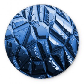 Коврик круглый с принтом Каменная кладка синяя в Новосибирске, резина и полиэстер | круглая форма, изображение наносится на всю лицевую часть | камень | синий | текстура