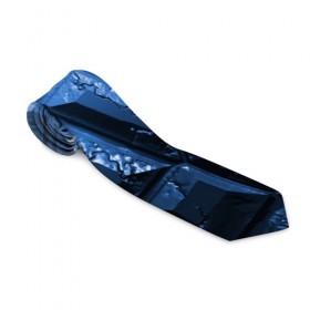 Галстук 3D с принтом Каменная кладка синяя в Новосибирске, 100% полиэстер | Длина 148 см; Плотность 150-180 г/м2 | Тематика изображения на принте: камень | синий | текстура