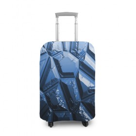 Чехол для чемодана 3D с принтом Каменная кладка синяя в Новосибирске, 86% полиэфир, 14% спандекс | двустороннее нанесение принта, прорези для ручек и колес | Тематика изображения на принте: камень | синий | текстура