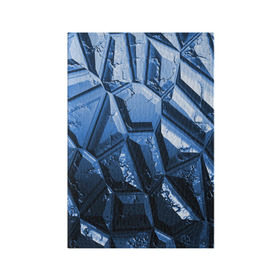 Обложка для паспорта матовая кожа с принтом Каменная кладка синяя в Новосибирске, натуральная матовая кожа | размер 19,3 х 13,7 см; прозрачные пластиковые крепления | Тематика изображения на принте: камень | синий | текстура