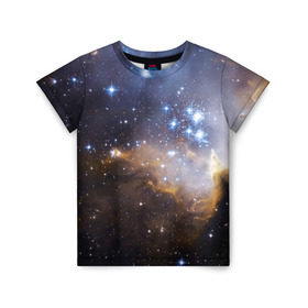 Детская футболка 3D с принтом Вселенная в Новосибирске, 100% гипоаллергенный полиэфир | прямой крой, круглый вырез горловины, длина до линии бедер, чуть спущенное плечо, ткань немного тянется | вселенная | галактика | звёзды | космическое пространство | космос | созвездие