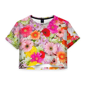 Женская футболка 3D укороченная с принтом Счастье в Новосибирске, 100% полиэстер | круглая горловина, длина футболки до линии талии, рукава с отворотами | арт | весна | красота | лето | любовь | новинки | осень | подарок | популярное | природа | радуга | цветы