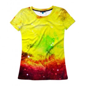Женская футболка 3D с принтом Космический взрыв в Новосибирске, 100% полиэфир ( синтетическое хлопкоподобное полотно) | прямой крой, круглый вырез горловины, длина до линии бедер | вселенная | галактика | звезды