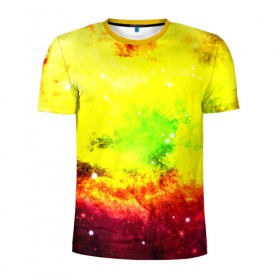 Мужская футболка 3D спортивная с принтом Космический взрыв в Новосибирске, 100% полиэстер с улучшенными характеристиками | приталенный силуэт, круглая горловина, широкие плечи, сужается к линии бедра | Тематика изображения на принте: вселенная | галактика | звезды