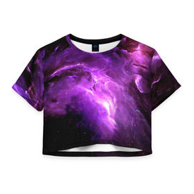 Женская футболка 3D укороченная с принтом cosmos в Новосибирске, 100% полиэстер | круглая горловина, длина футболки до линии талии, рукава с отворотами | вселенная | галактика | звезды