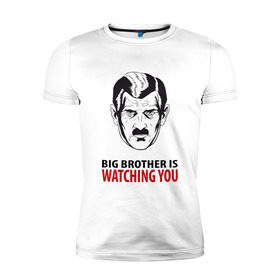 Мужская футболка премиум с принтом Big Brother is watching you в Новосибирске, 92% хлопок, 8% лайкра | приталенный силуэт, круглый вырез ворота, длина до линии бедра, короткий рукав | 1984 | большой брат | джордж оурелл