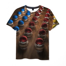 Мужская футболка 3D с принтом Wood в Новосибирске, 100% полиэфир | прямой крой, круглый вырез горловины, длина до линии бедер | bulbasaur | pikachu | pokemon | squirtle | бальбазар | пикачу | покемон | сквиртл