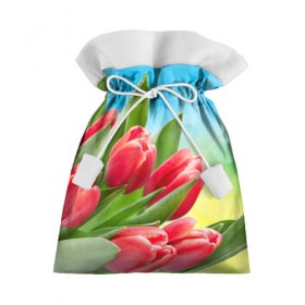 Подарочный 3D мешок с принтом Полевые тюльпаны в Новосибирске, 100% полиэстер | Размер: 29*39 см | арт | краска | лето | лучи | любовь | новинки | популярные | природа | рисунки | свет | цветы