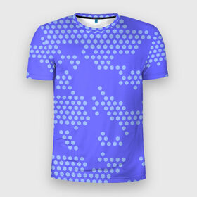 Мужская футболка 3D спортивная с принтом Кибер камуфляж 7 в Новосибирске, 100% полиэстер с улучшенными характеристиками | приталенный силуэт, круглая горловина, широкие плечи, сужается к линии бедра | Тематика изображения на принте: пиксели | сиреневый | точки