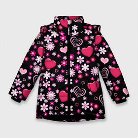 Зимняя куртка для девочек 3D с принтом Волшебный орнамент в Новосибирске, ткань верха — 100% полиэстер; подклад — 100% полиэстер, утеплитель — 100% полиэстер. | длина ниже бедра, удлиненная спинка, воротник стойка и отстегивающийся капюшон. Есть боковые карманы с листочкой на кнопках, утяжки по низу изделия и внутренний карман на молнии. 

Предусмотрены светоотражающий принт на спинке, радужный светоотражающий элемент на пуллере молнии и на резинке для утяжки. | heart | любовь | орнамент | сердце | узор