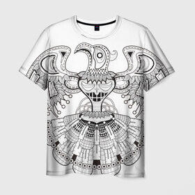 Мужская футболка 3D с принтом Орел Апачи в Новосибирске, 100% полиэфир | прямой крой, круглый вырез горловины, длина до линии бедер | апачи | вождь | воин | животные | запад | канада | лидер | лицо | северная | смешные | талисман | цвет